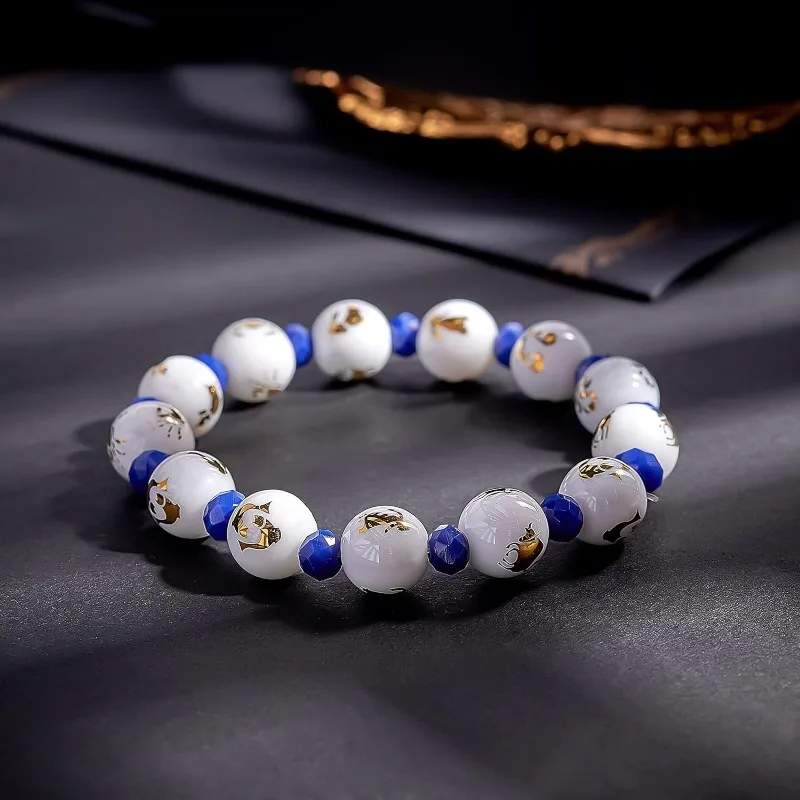 120Pcs Constellations Glass Beads Zodiac Sign Connectors Bead 12 Styles Golden Plated Round Charms Accessories for Women