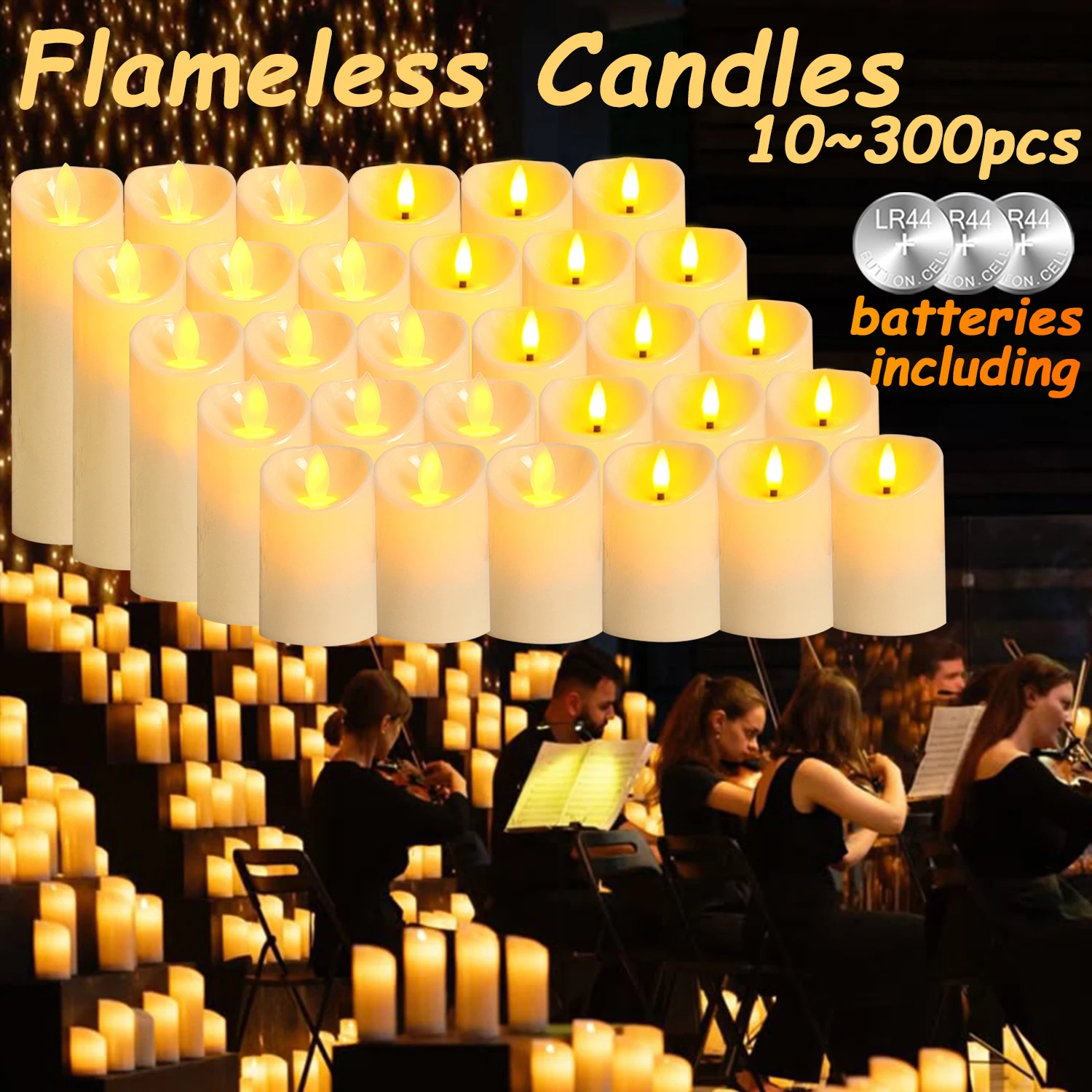 10~200pcs LED Wedding Battery Operated Flameless for Wedding Concer Christmas Party Table Decor
