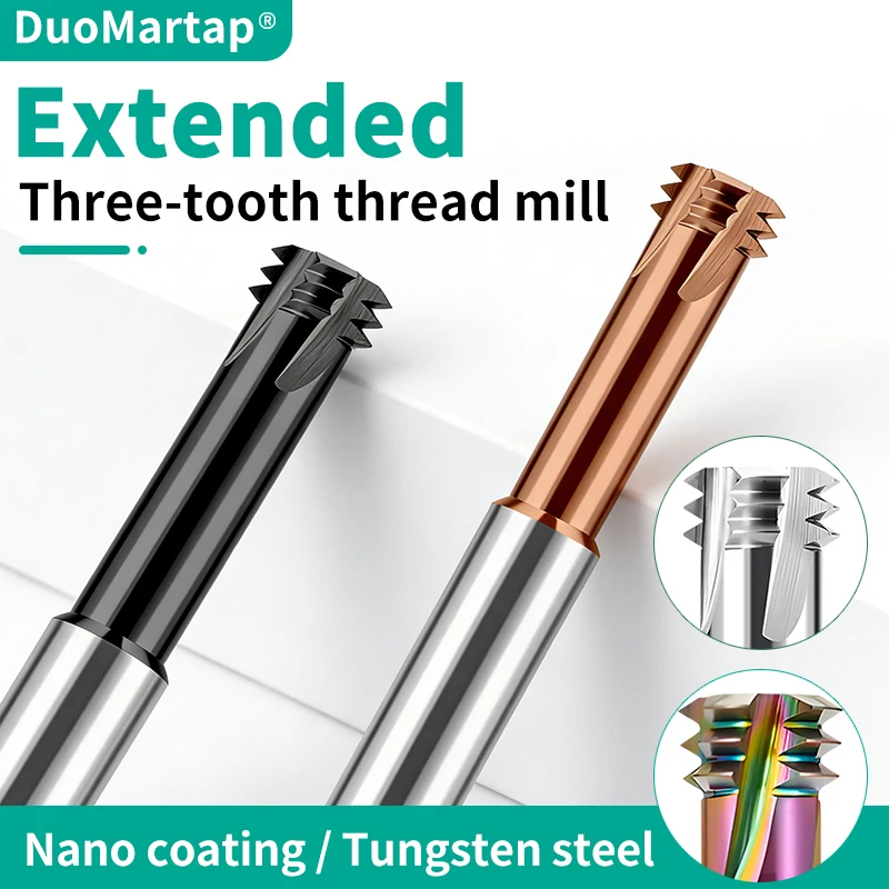 

Фреза для нарезания резьбы DUOMartap из вольфрамовой стали, цельная, без сверления отверстий, M3-12, для станков с ЧПУ, для стали