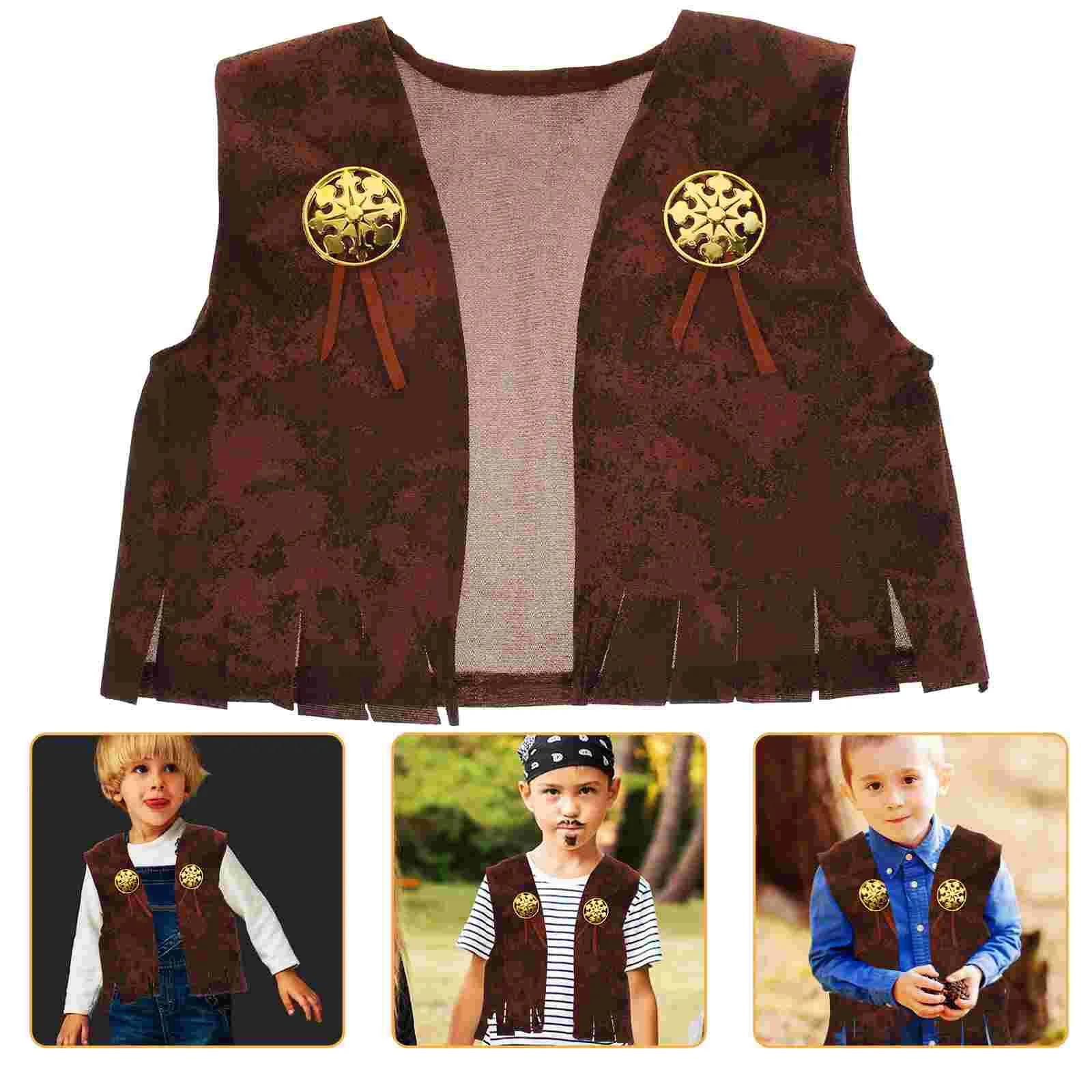 

Kids Vest Western Style Children Cosplay Costume Accessory Lightweight Comfortable Party Favor Festivals Role Play Suit