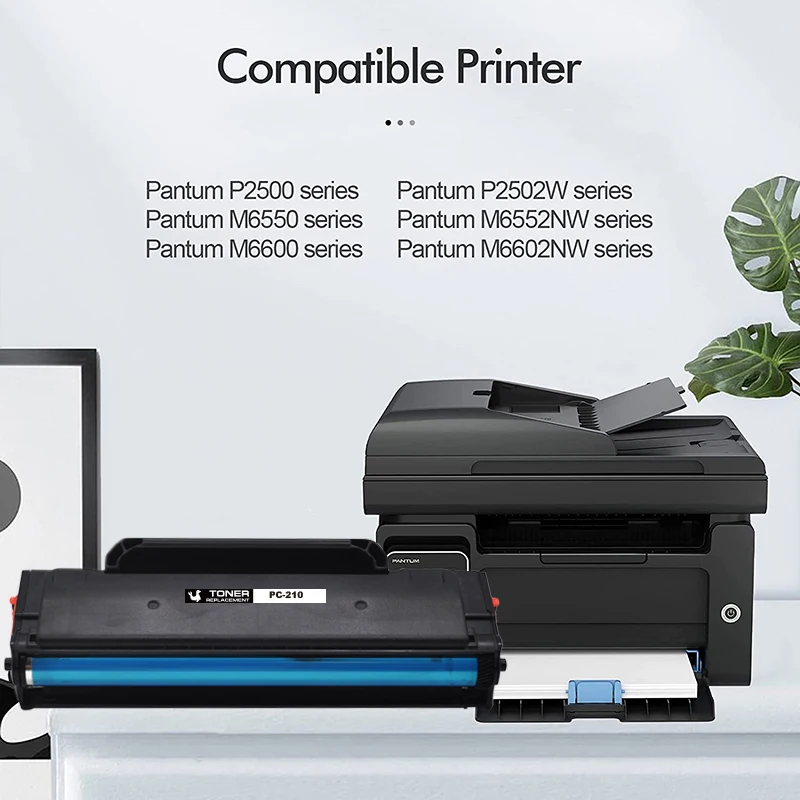 Cartucho de tóner PC210 PC211ev PC213 PC-210 PC- 211ev con Chip Compatible para Pantum P2200 P2500 P2500W M6500 M6500N M6500W