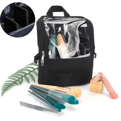 Cosmetic Brush Storage Bag Large Capacity PVC Makeup Cosmetic Bag Waterproof Artist Waist Bag With Adjustable Strap And Divider