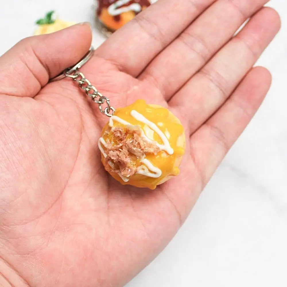 Funny Bag Pendant Simulation Food Key Chain Car Keychains Jewelry Accessories Takoyaki Pendant Charms PVC Keychain Couple