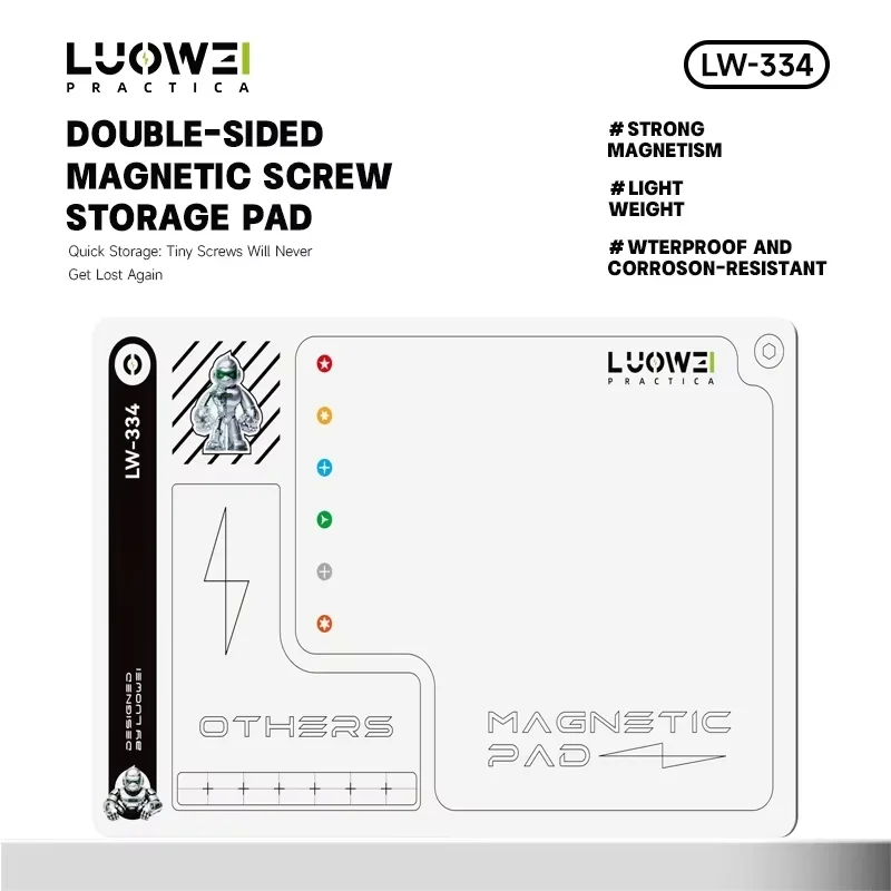 LUOWEI LW-334 Double-sided Magnetic Screw Storage Pad Soft Magnetic Material for Mobile Phone Repair Screws Storage Mat Tool