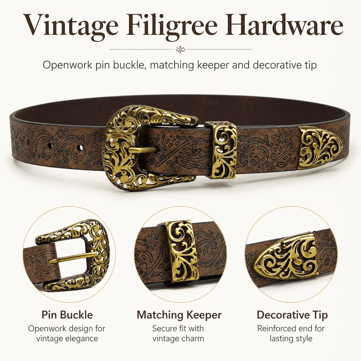 เข็มขัดลายแกะสลักสไตล์เรโทรสำห - Leather Needle Heavy บทวิจารณ์และราคา