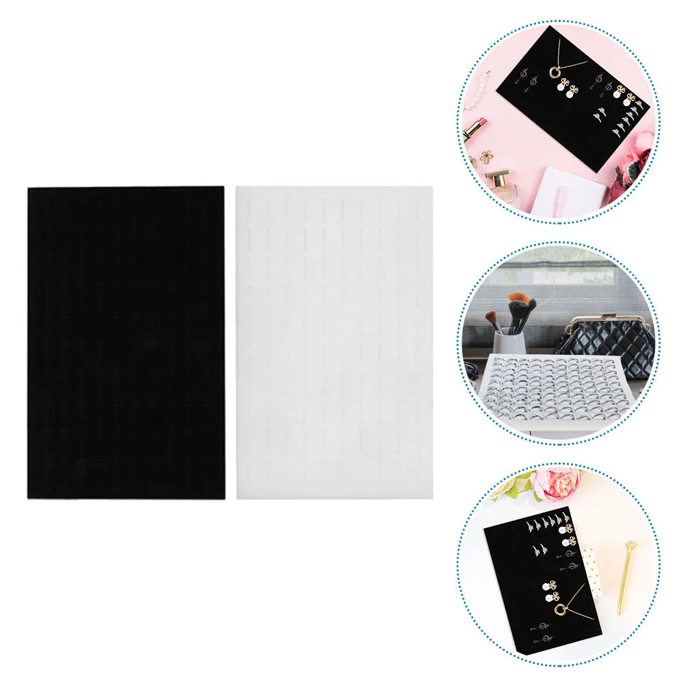 2 Pcs Ring Tray Jewelry Box Earring Sponge Lining Insert Display Mat Stud Holder
