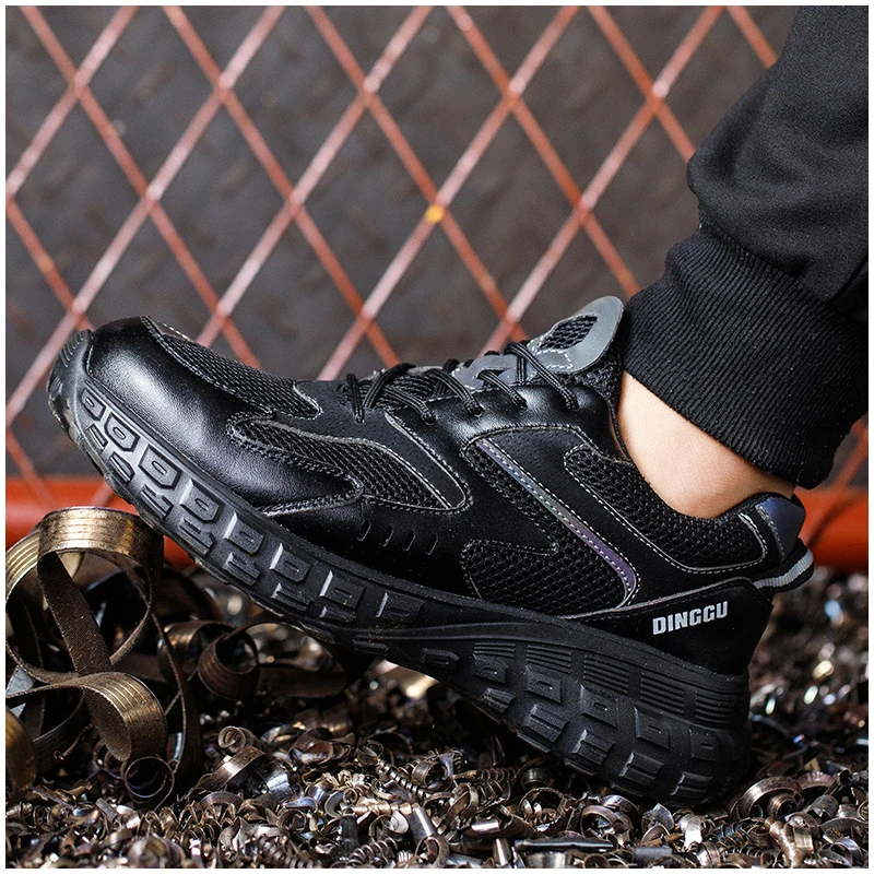 mens fashion steel toe covers work shoes summer breathable safety boots brand designer worker security sneakers protect footwear