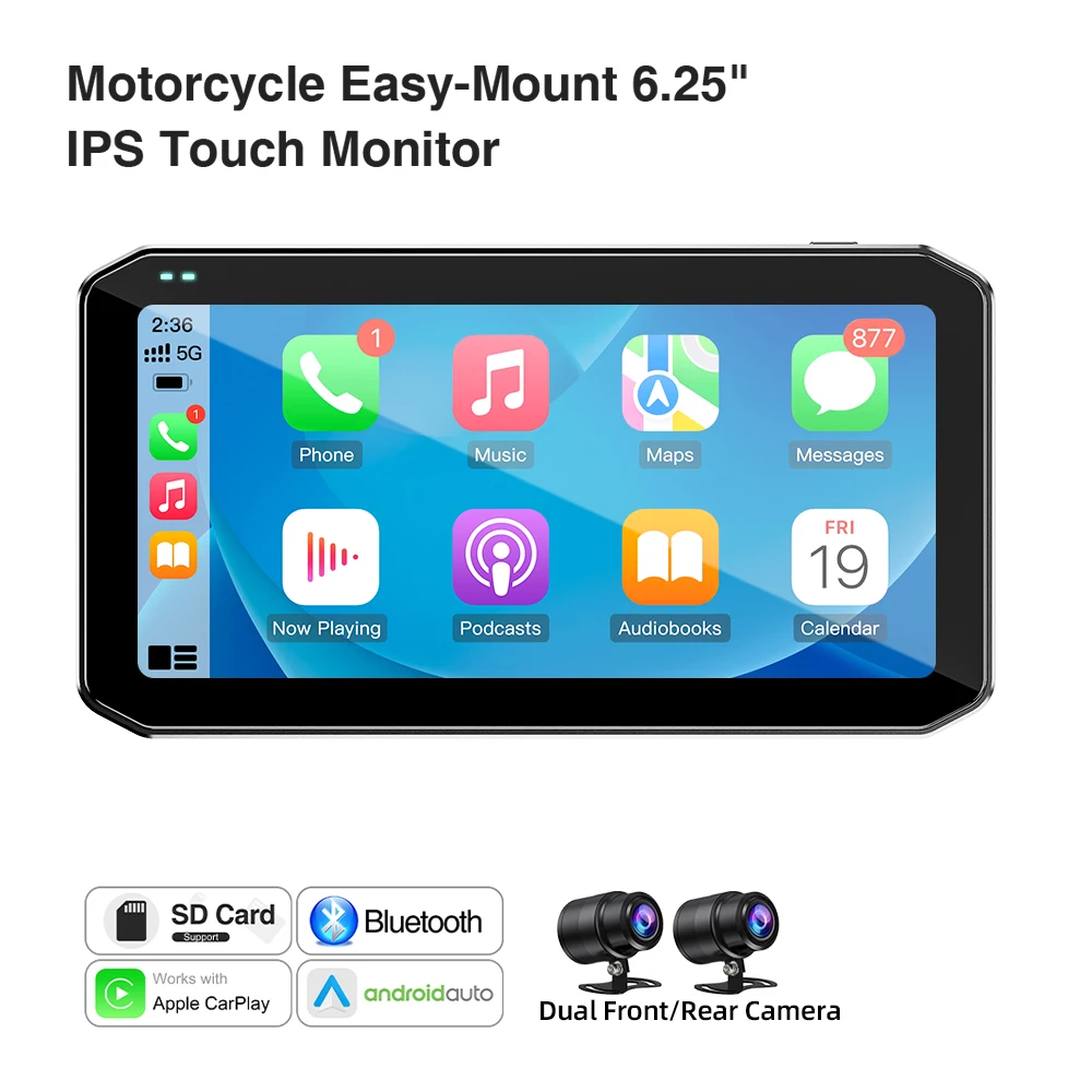 カーナビ　 CarPlay android auto DVR 6.25 Motorcycle DVR with Android Auto & CarPlay