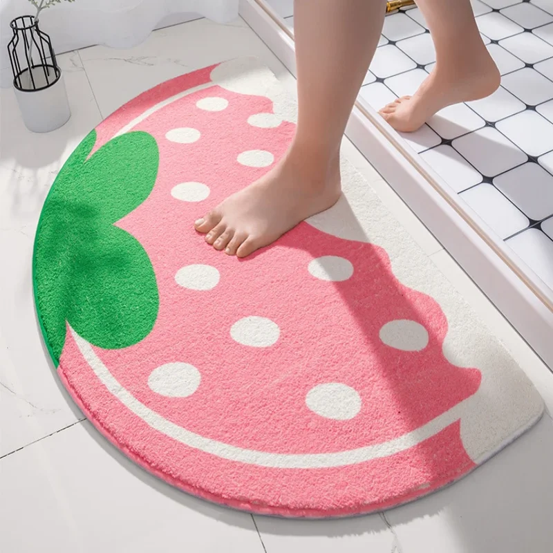 VIKAMA Faux Cashmere Soft Floor Rug Fresh Text Floral Carpet Home Entrance Carpet Bedroom Toilet Absorbent Non-slip Foot Mat