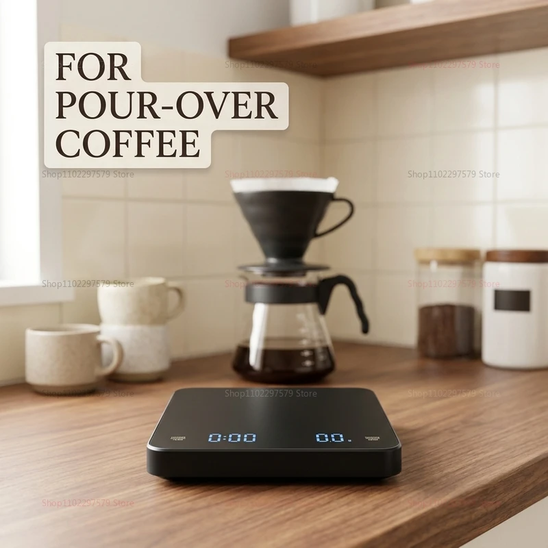 Báscula digital para café espresso, con pantalla LCD de alta precisión, ideal para preparar café por goteo, medir la cantidad de café y controlar el peso, perfecta para baristas, uso doméstico y en la cocina.