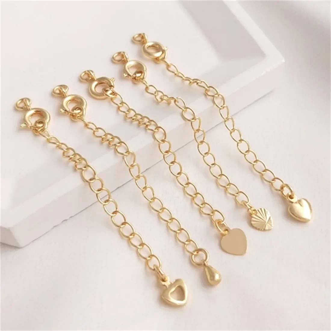 

Tail Chain 14K Gold Wrapped Extension Chain Handcrafted Material DIY Bracelet Necklace Closing Spring Buckle Accessories B777