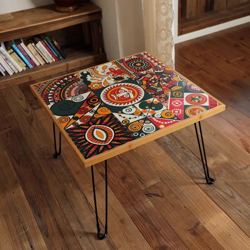 

Folding table bay window small coffee table kang table low tatami small retro outdoor windowsill foldable balcony