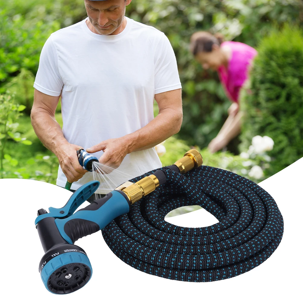 50FT/75FT Expandable Garden Hose with Spray Nozzle 3 -Layer Latex Core Expandable Flexible Water Hose for Watering Washing