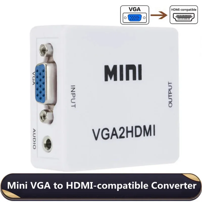 VGA to HDMI-compatible Converter Box 1080P Mini VGA Video Audio Adapter For PC Laptop HDTV Projector VGA2HDMI Adapter