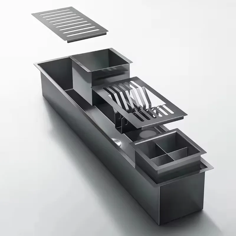 Built-in Stainless Steel Dish Drying Rack Kitchen Cabinet Storage Organizer