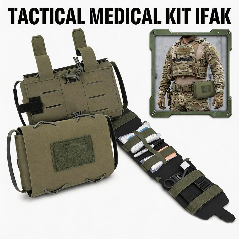 

Tactical Molle First Aid Kit Pouch Nylon Water-Resistant Medical IFAK Essential Medical Case for Outdoor Travel Hiking Camping