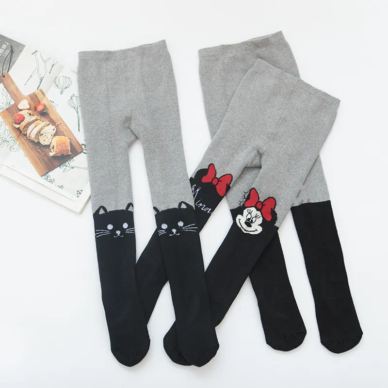 Disney Anime Minnie Mouse Pantyhose Kawaii Minnie Rabbit Cat Cartoon Leggings Children Spring and Autumn Pants Gifts