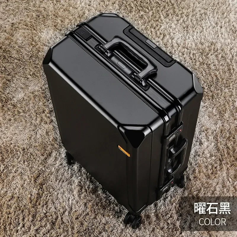 Rolling Luggage Aluminum Frame USB Charging Trolley Case Suitcase 20 22 24 26 28 Inches Students Password Travel Luggage