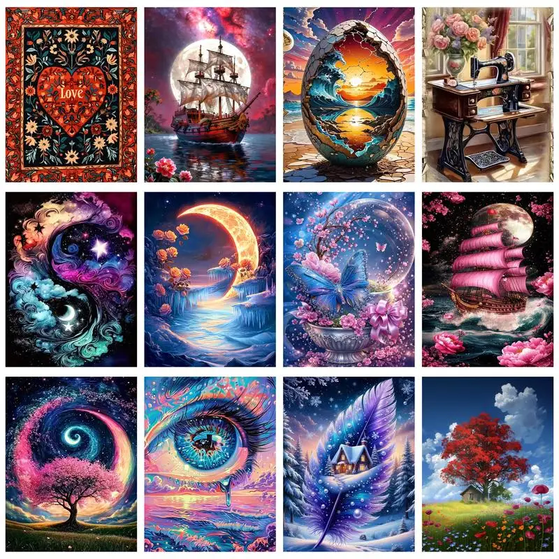 

CHENISTORY DIY Picture By Number Dreamy Night Scenery Kits Painting By Numbers Drawing On Canvas HandPainted Decoration