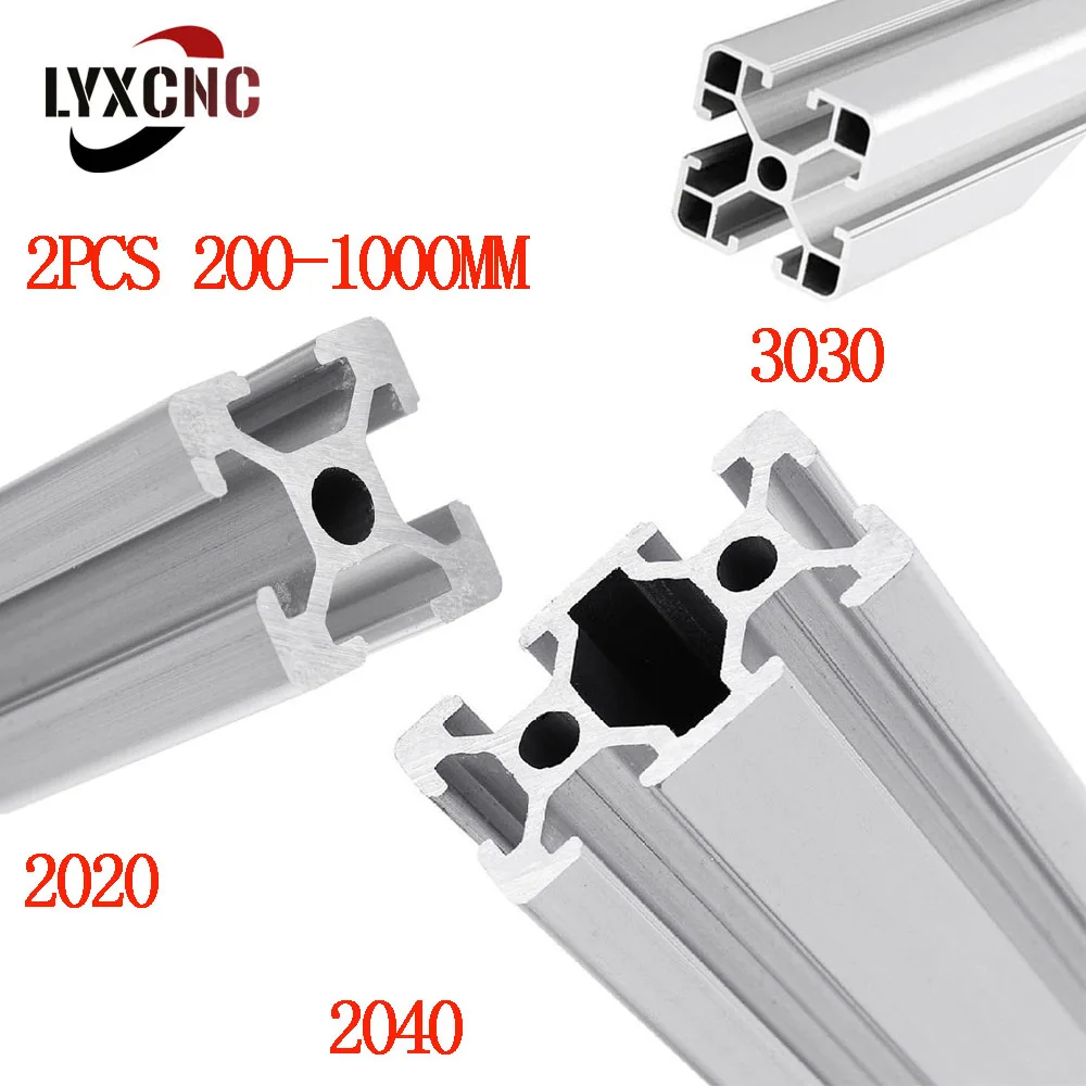 2pc 2020 2040 3030 T-Slot 6/8mm Aluminum Profile Eur Standard Anodized Frame 200-1000mm For CNC 3D Printer Part Workbench Camera