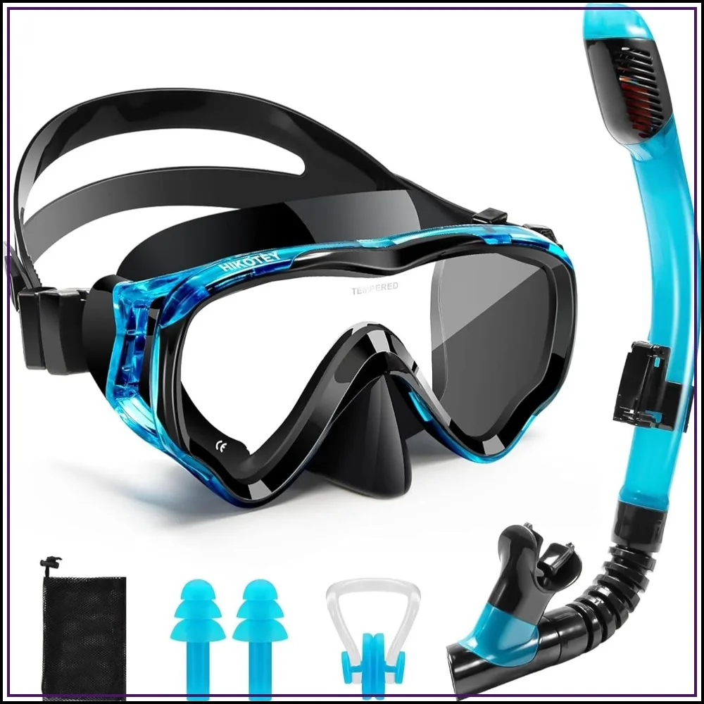Snorkeling Set for Kids & Adults, Full Dry Mask, Anti-Fog, HD Panoramic View, Ages 4-14