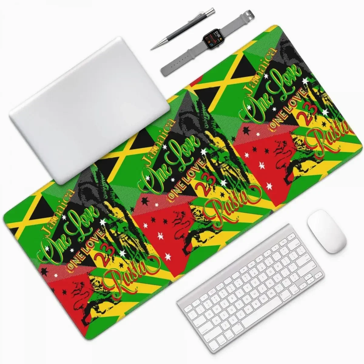 

Ямайский Rasta One Love Party Большой коврик для мыши Компьютерная клавиатура Коврик для мыши Игровой ПК Ноутбук Настольный коврик Аксессуары Настольные коврики