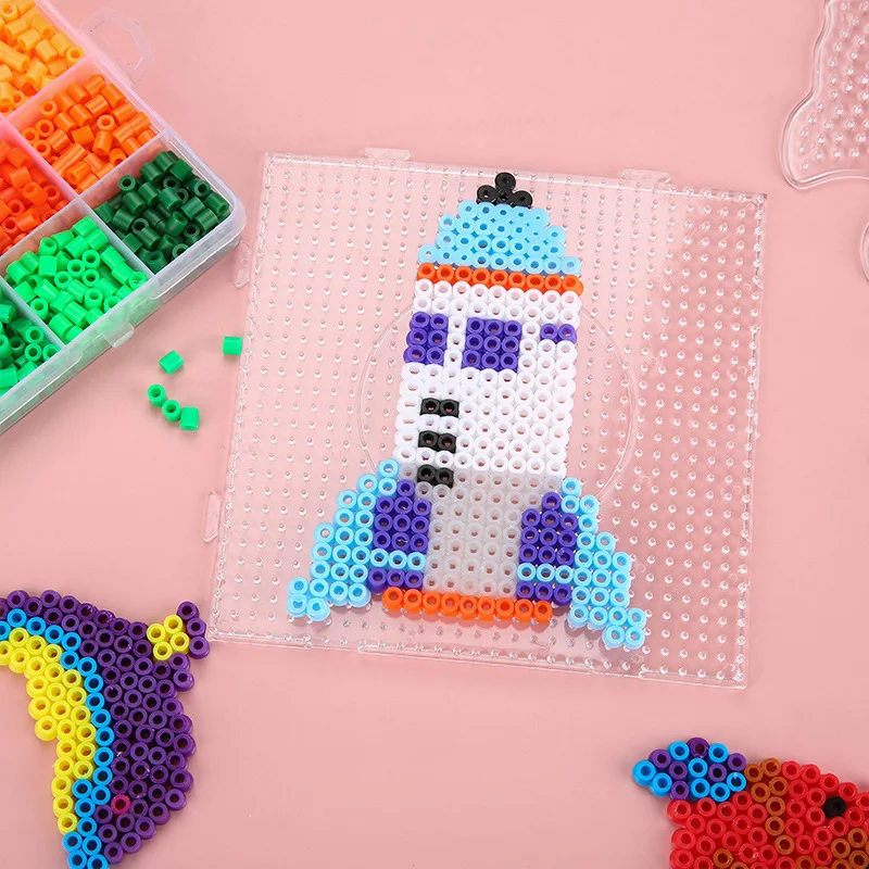 Tablero de clavijas de 9 piezas para Hama Bead 3D, plantilla de rompecabezas para Perler de cuentas de hierro, Juguetes educativos, cuentas de fusible, Juguetes de rompecabezas