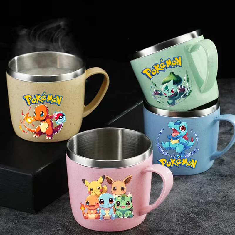 

Water Bottle for Men Women Pokemoned Stainless Steel Toothbrush Cups Cartoon Letter Home Coffee Milk Water Cup Birthday Gift
