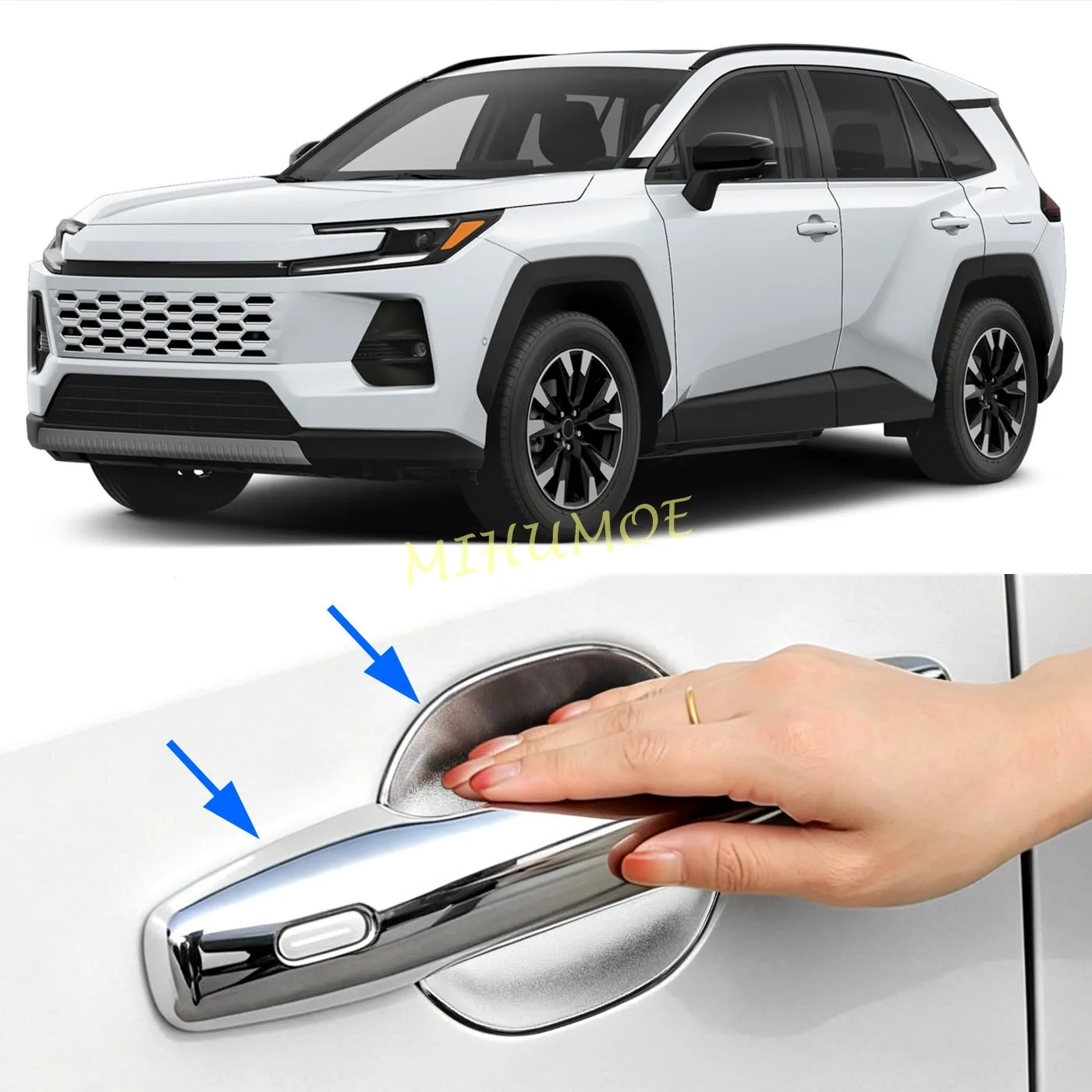 For 2026 2027 Toyota RAV4 AX60 Chrome Door Handle Cover Trim Set Car Accessories Sticker Car Styling 8Pcs