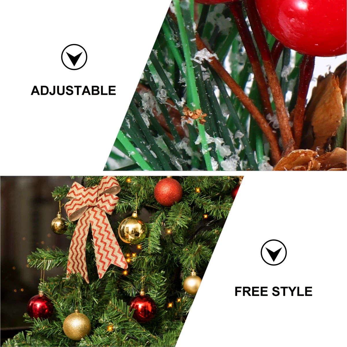 

20pcs Fake Berries Pine Needle Christmas Tree Hanging Pendant Red Mini Xmas Decorative Supplies Artificial Berries Diy Wedding