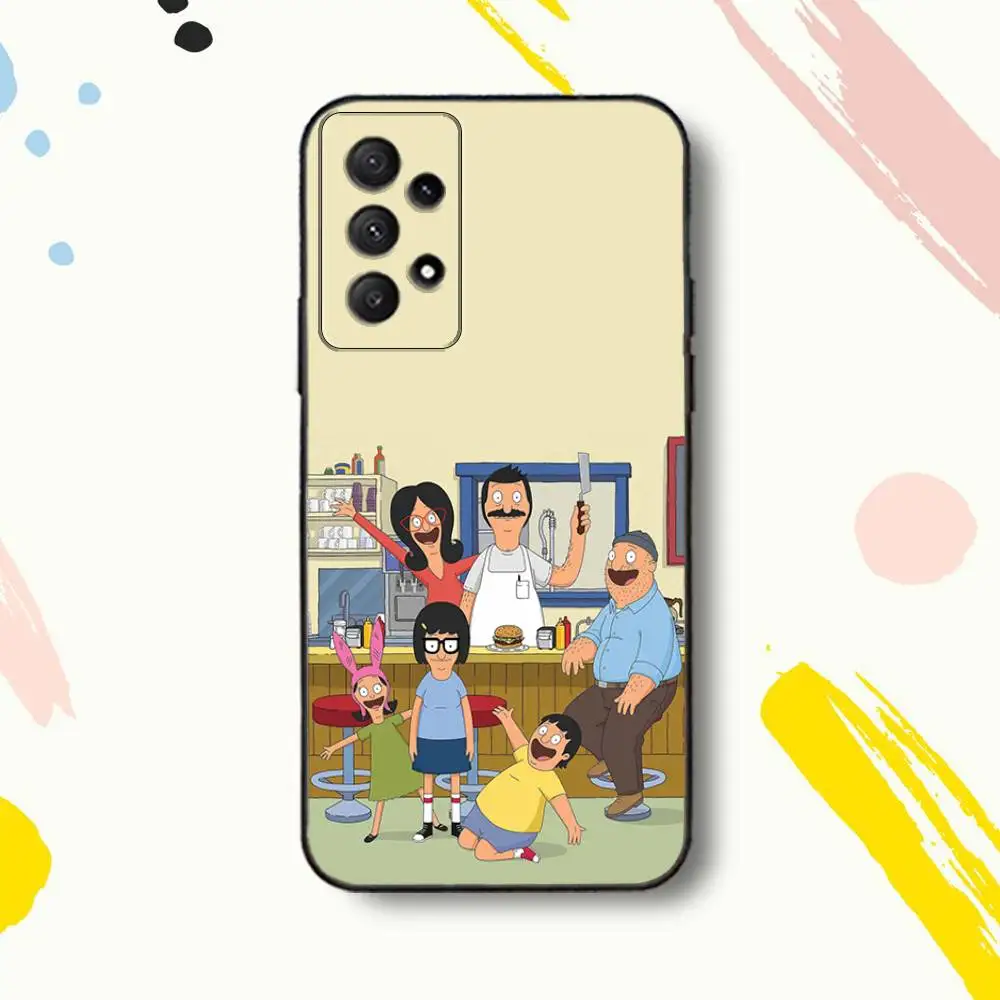 Bobs C-Cartoon B-Burgers-S 電話ケース Samsung Galaxy A 80、72、73、91、53、22、51、52、5G、Plus、J、Note ソフトブラックカバー用