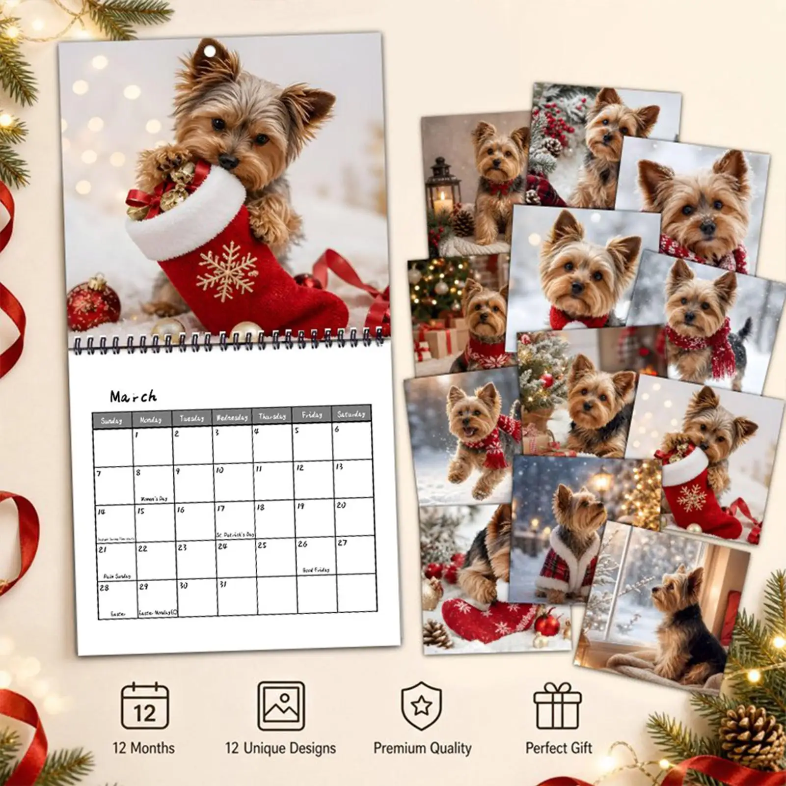 2027 Yorkshire Terrier Calendar 12 Monthly January To December Agenda Planner Dog Theme Photos Wall Puppy Calendar For Home