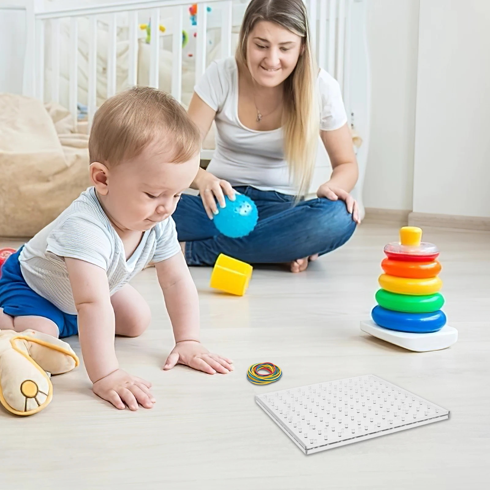 1 zestaw Dwustronna tablica geometryczna do nauki matematyki, edukacyjny zestaw tablicy z kołkami dla dzieci, zestaw do aktywności STEM, tworzenie kształtów i wzorów