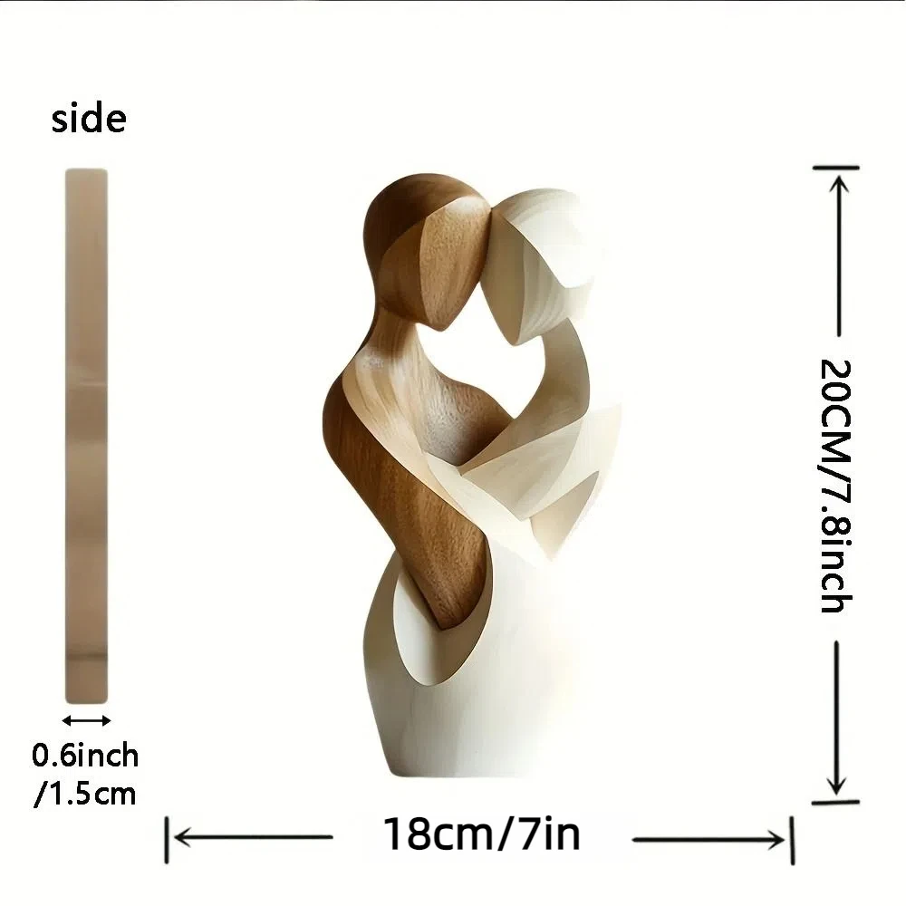 Créativité 2D Statue plate bois artificiel élégant Couple Statue moderne embrasser Statue décorative bureau
