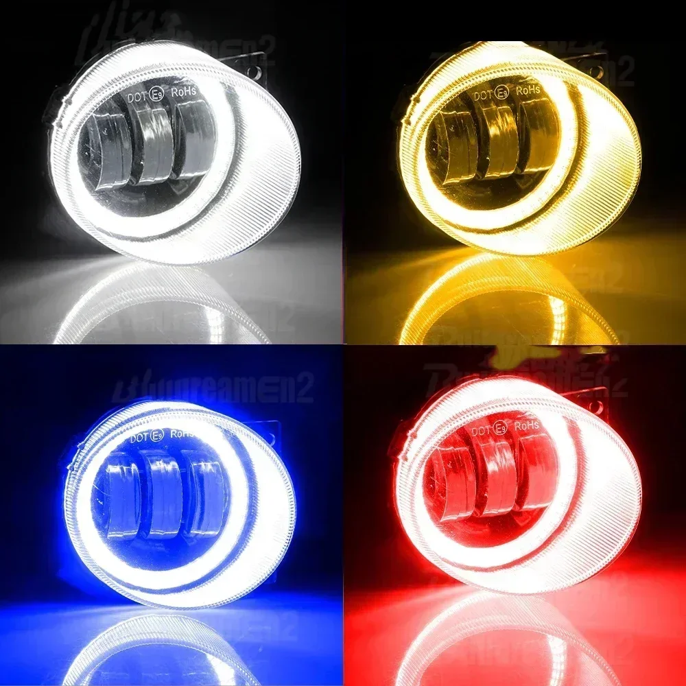 Pair Led Fog Lights Angel Eye DRL Lens Daytime Running Light Headlight for Volkswagen Jetta A5 Sedan Golf 5 Variant Jetta Wagon view 6