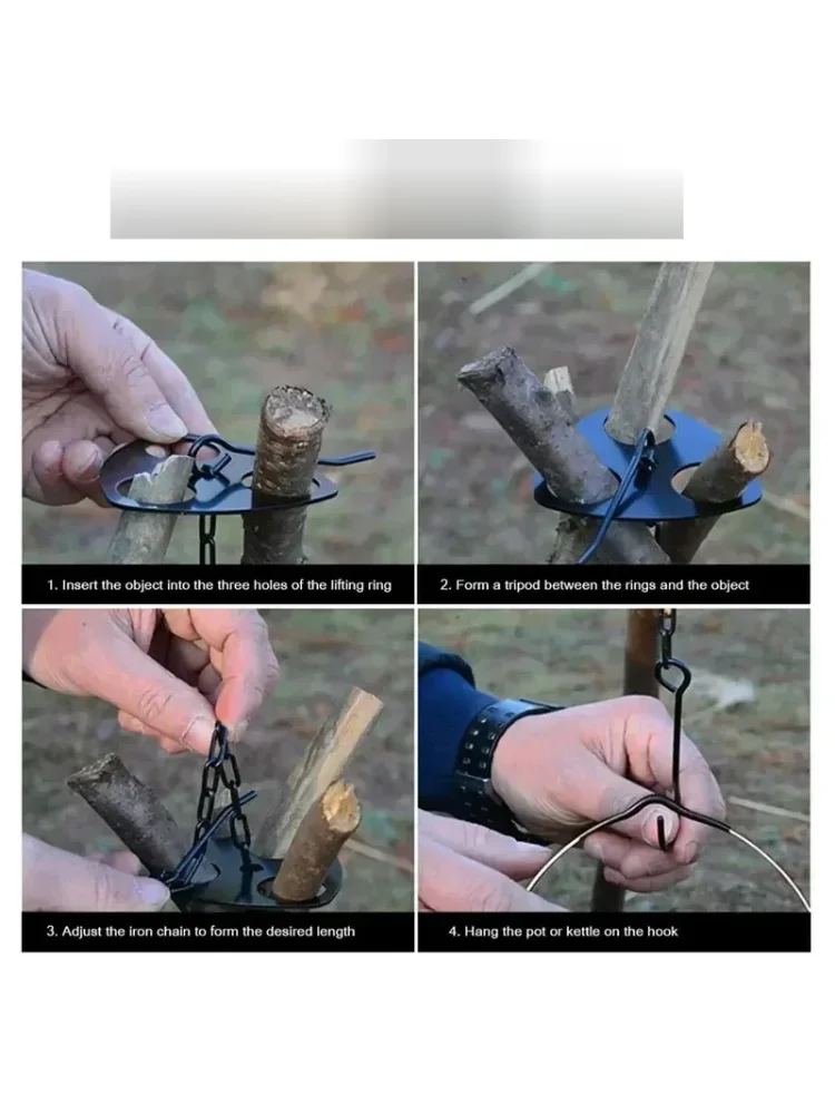 1pc Camping Hanging Tripod W/ Bag Pot Rack Hanger BBQ Steel Rack Multifunction Tripod Fire For Picnic Bonfire Party Outdoor Tool