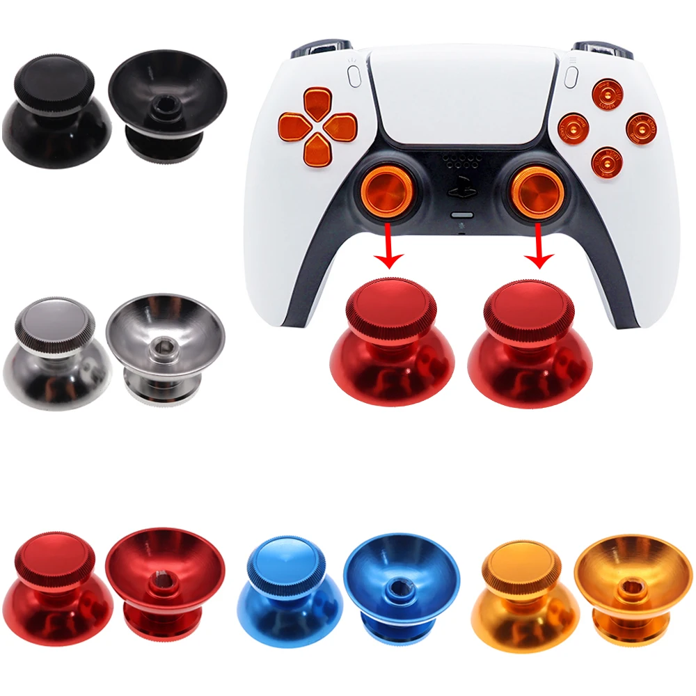 1pair=2pcs Rocker Caps For PS5 PS4 Console Aluminum Alloy Metallic Metal Analog Grips Stick Fit For PS5 Controller