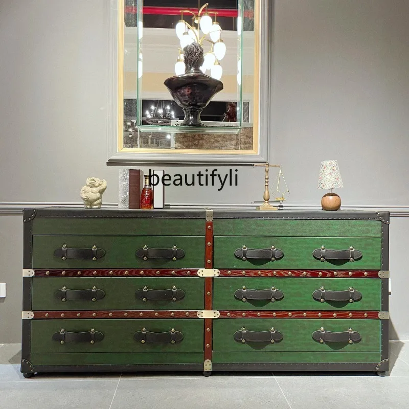 

High-end atmosphere, medieval dark green entrance, chest cabinet, TV dining side cabinet, bedside cabinet 190 * 50 * 88cm