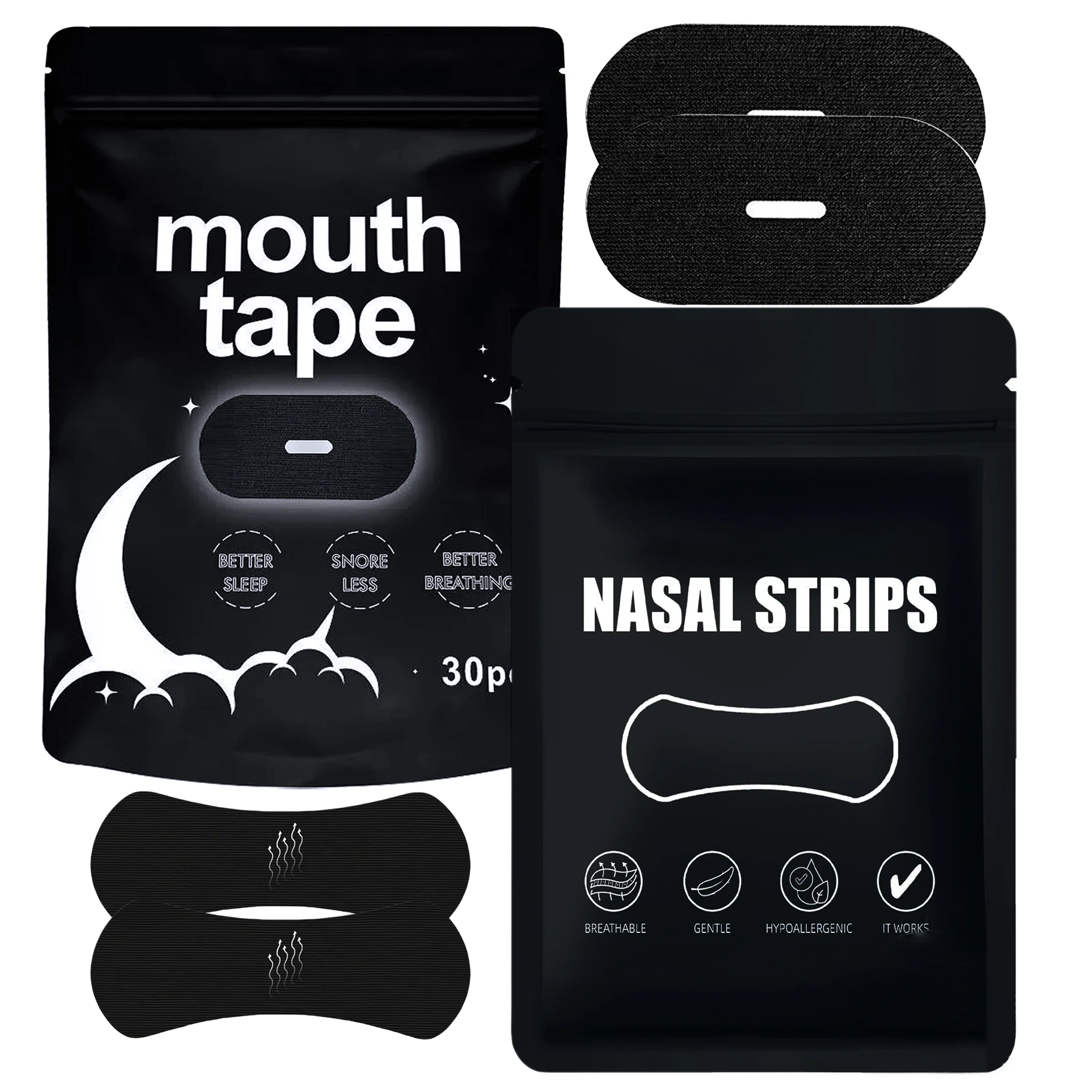 

60 Counts Anti Snoring Nose Strips Adhesive Mouth Tape for Breathing Athletic Nasal Strips for Snoring Sleeping