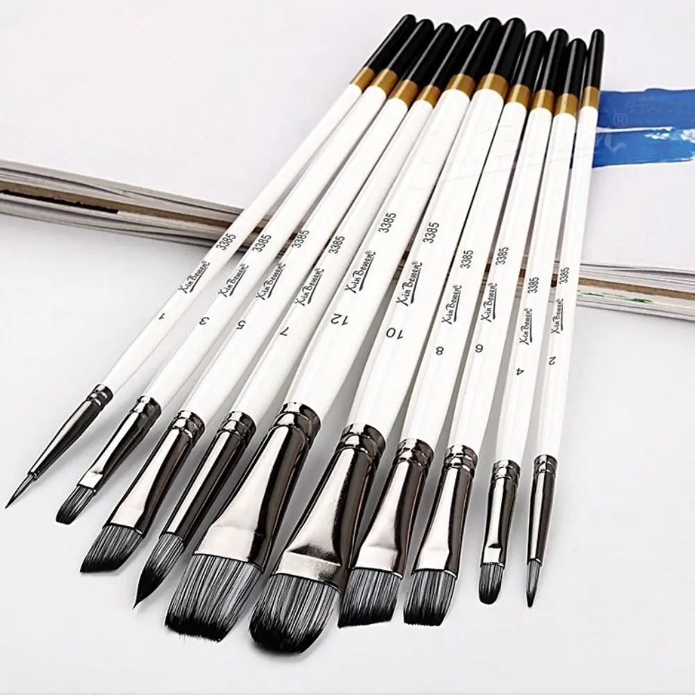 Multifunctional Professional Painting Tool Acrylic Drawing Brushes Nylon Hair Wooden Handle Watercolor Supplies