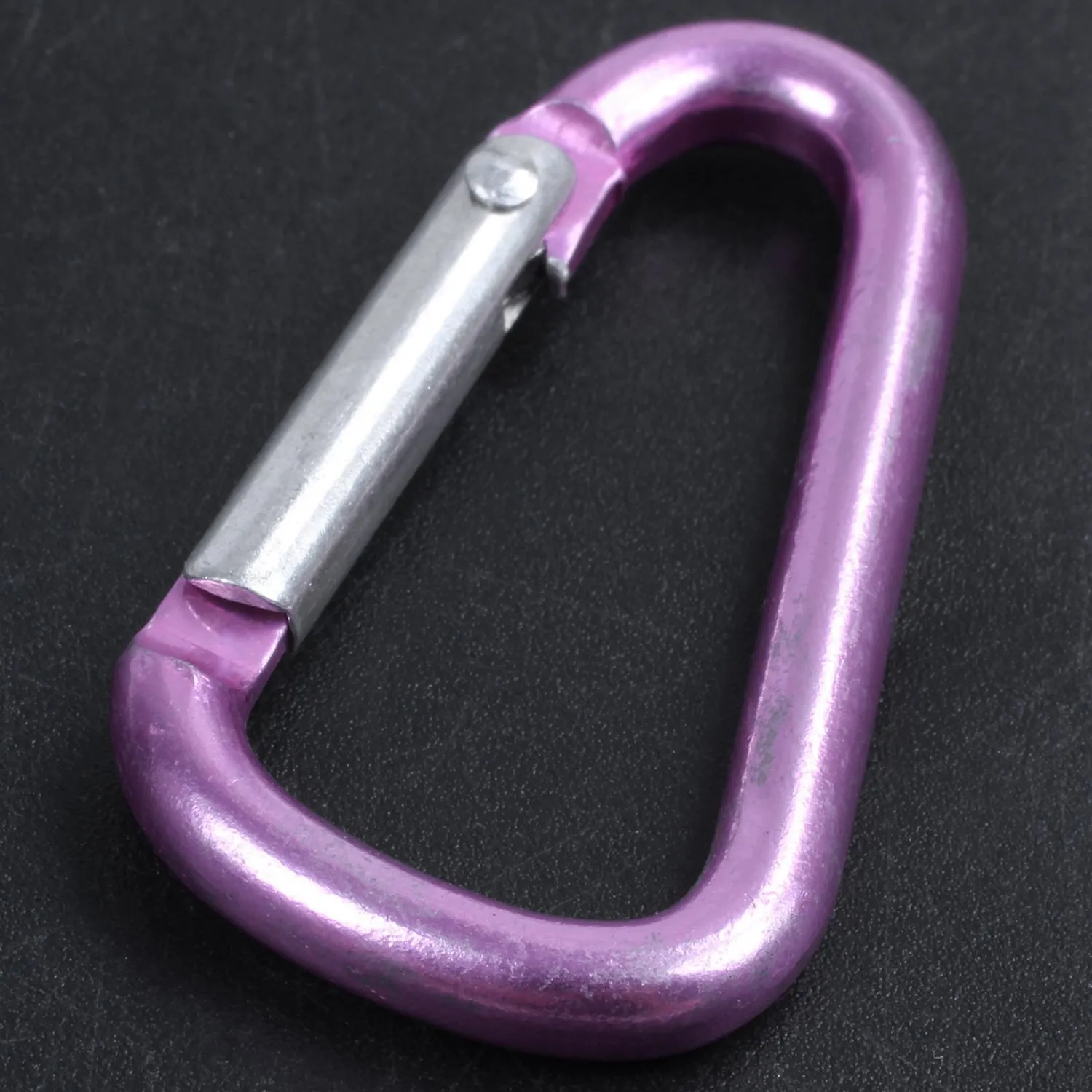 Pink aluminum alloy D-shape spring-loaded gate closure carabiner HOT