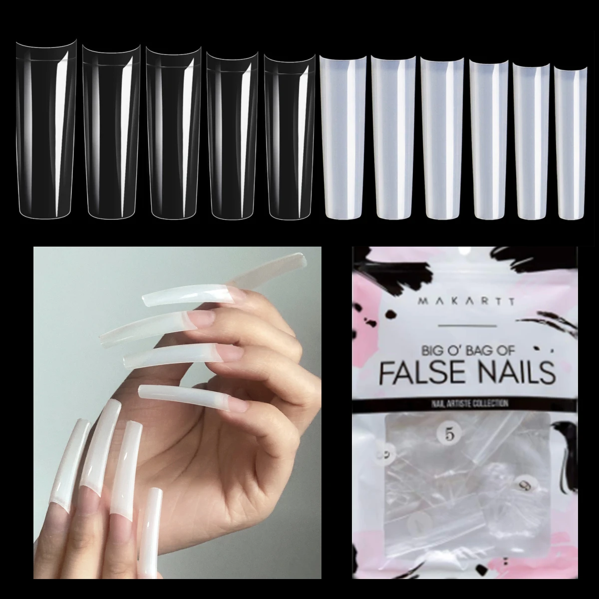 

Clear Acrylic Nail Tips - French Nail Tip Makartt 550pcs Fake Nails Half Cover False Nail for Nail Salons and DIY Nail Art, 10 S