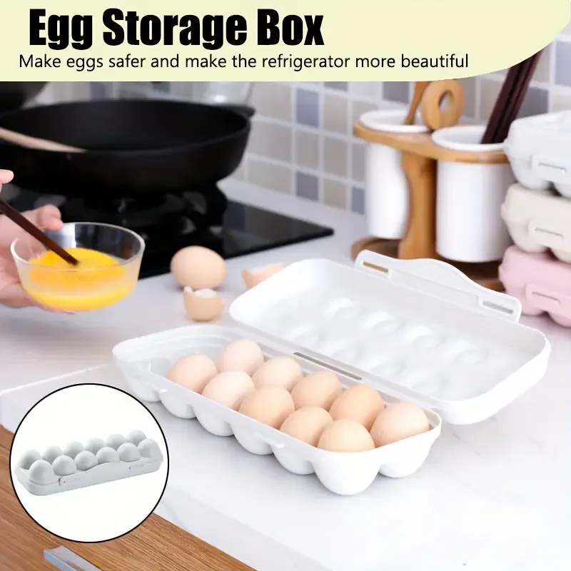 

1pc Egg Storage Box Anti-Collision 12/18 Cell Egg Tray Refrigerator Preservation Flip Storage Box Household Kitchen Organization