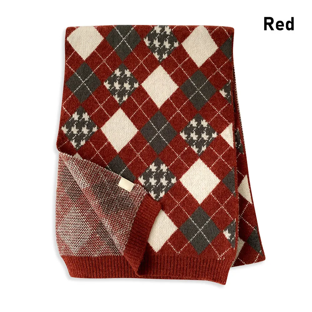 New Plaid Scarf For Women\'s Christmas Knitted Scarf Casual Versatile Fashion Cold Proof Shawl Warm Neck Shawl