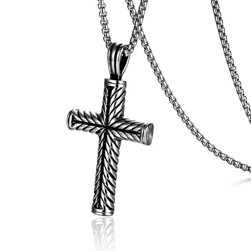 

316L Stainless Steel Vintage Cross Pendant Necklace Religious Jewelry High Quality Chain Free Shipping