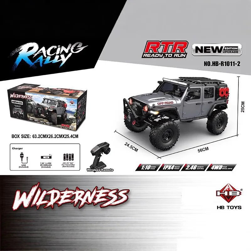 HB 1/10 4WD R1012 New Upgraded Wrangler RTR RC Electric with capstan Differential Lock Climbing Off-Road Vehicle Model Adult toy