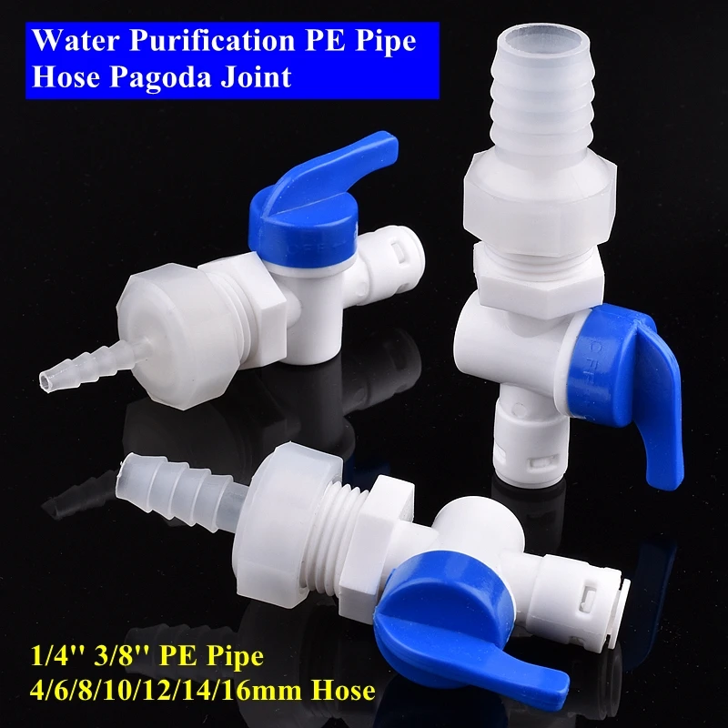 1/4'' 3/8'' PE Water Purifier Pipe Switch Valve Change Hose Pagoda Joint 4~16mm Inlet Hose Connectors Water Purifier Accessories