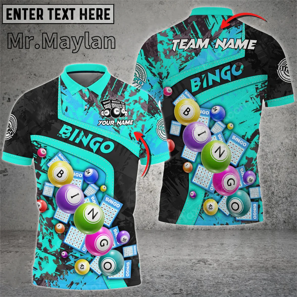 Personalized Bingo Grunge Texture Abstract Multicolor Option 3D Polo Shirt Men/Women Idea Gift For Bingo Lovers Unisex Tops-0178