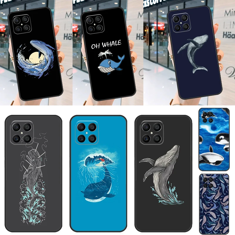 Whale Fish Wave Sea Case For Huawei P40 Lite P20 P30 P60 P Smart Z Nova 9 Honor X8 X9a 50 70 Magic 5 Pro Cover