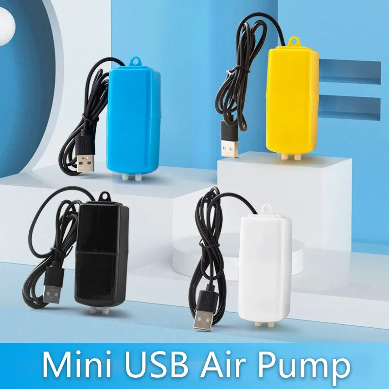 1pc buraco duplo tanque de peixes oxigênio aquário bomba ar com usb doméstico mini compressor ar acessórios preto/branco/azul/amarelo